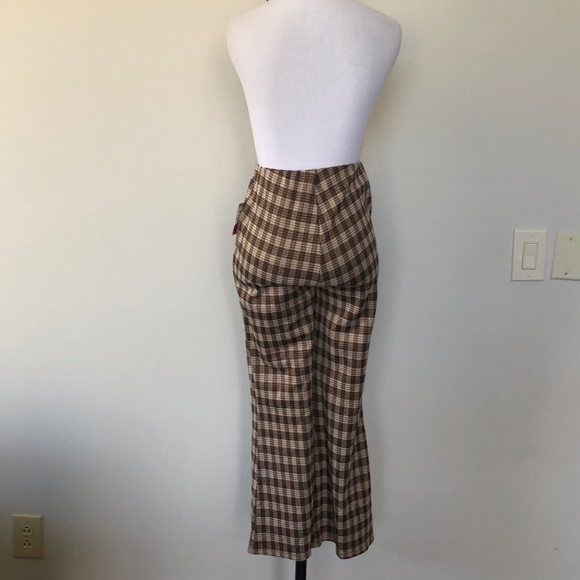 Small Brown Plaid Elastic Waist Pants Never Worn NWOT - Picture 2 of 4
